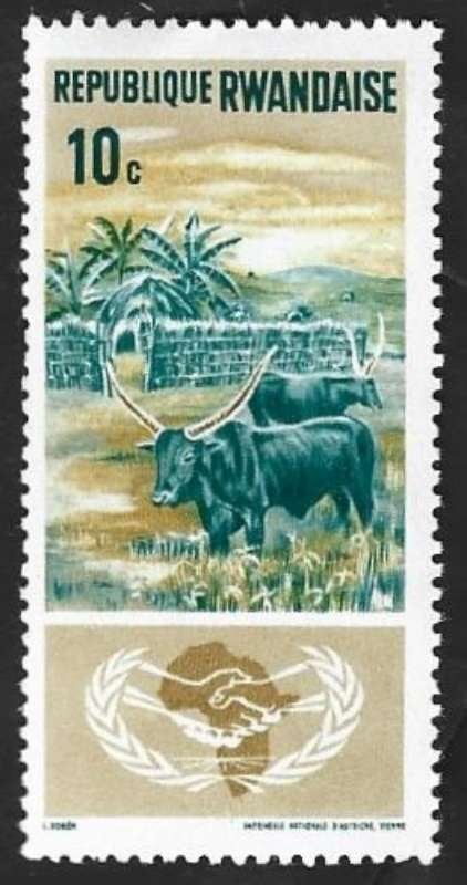 1 Postzegel Rwanda Jaar v/d internationale samenwerking, Ophalen of Verzenden, Overige landen, Postfris