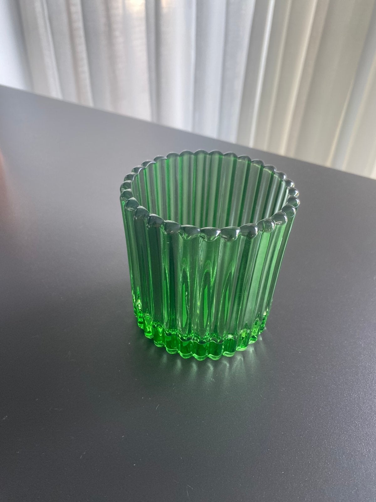 Glazen theelichthouder groen, Ophalen, Zo goed als nieuw, Groen