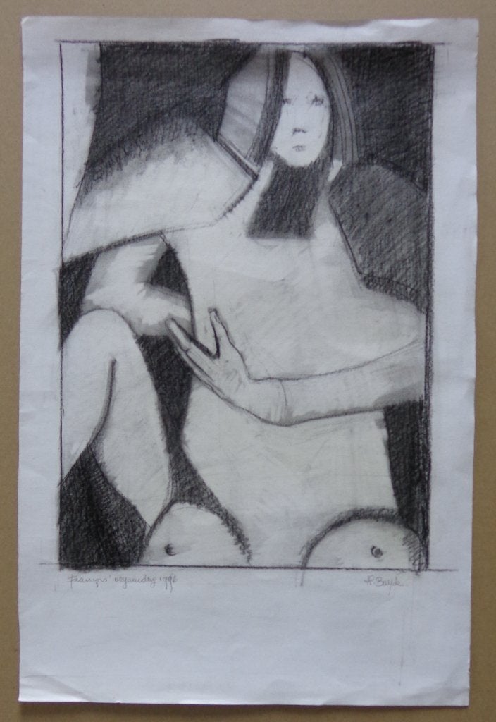 HARRY BUYCK / FIGUUR / ORIGINEEL WERK / 50x33cm / SIG / 1996, Antiek en Kunst, Ophalen of Verzenden, Gesigneerd, Gemengde techniek