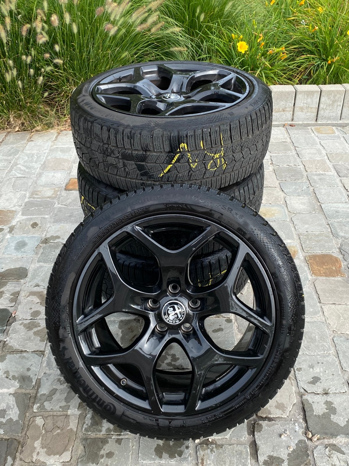 Alfa Romeo Giulia velgen 18 inch + banden, Autos : Pièces & Accessoires, Pneus & Jantes, Enlèvement, 18 pouces, Pneus hiver, Pneu(s)