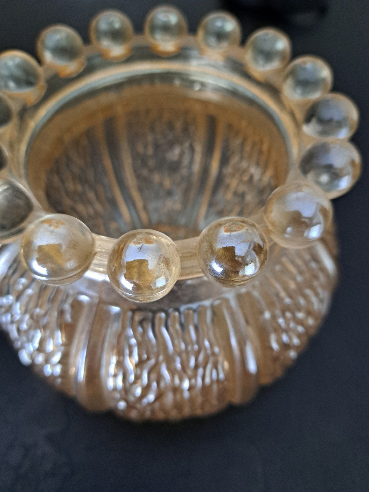 vintage amberkleurige glazen lampenkap, 13 cm, Rond, Autres types, Enlèvement