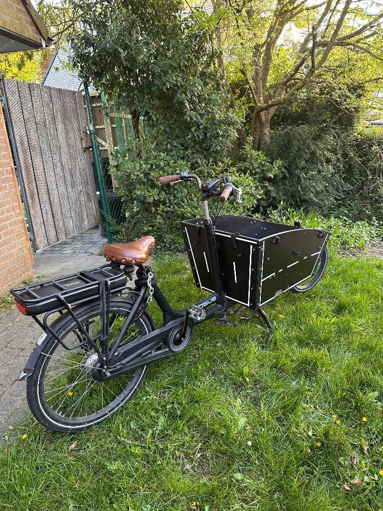 Elektrische bakfiets Vogue Carry 2 zwart, Fietsen en Brommers, Fietsen | Bakfietsen, Gebruikt, Huif, 2 kinderen, Schijfrem