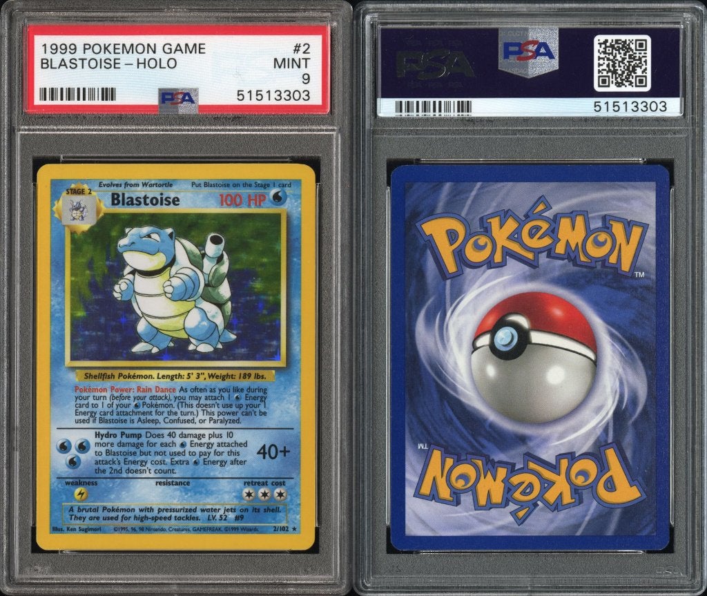 Blastoise 2 Base Set Pokemon TCG English PSA 9 Card 1999, Hobby en Vrije tijd, Verzenden, Zo goed als nieuw, Losse kaart