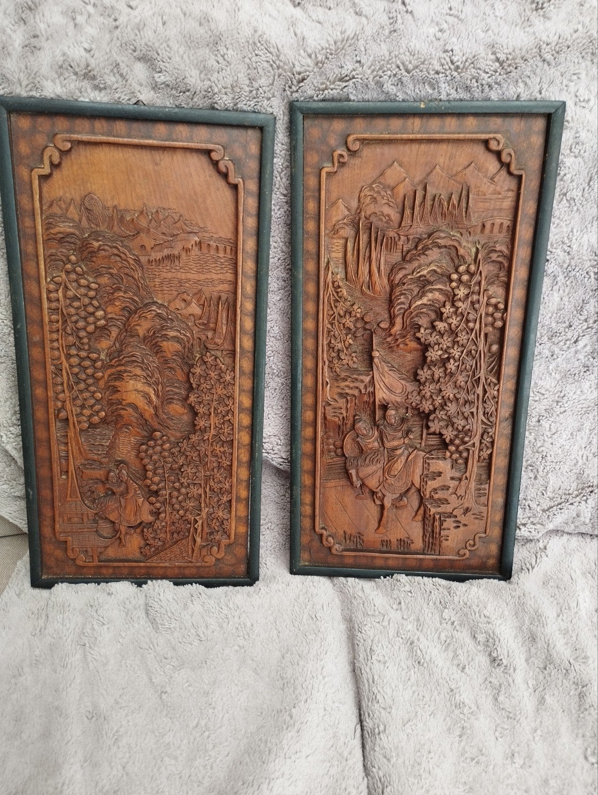 2 oude ingekaderd paneeltjes, Antiek en Kunst, Kunst | Beelden en Houtsnijwerken, Ophalen of Verzenden