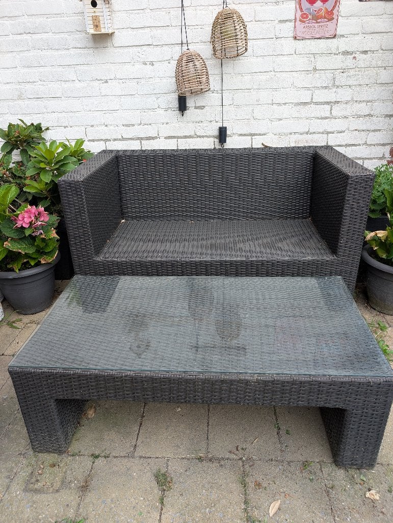 Loungeset, Tuin en Terras, Tuinsets en Loungesets, Kunststof, Bank, Zo goed als nieuw, Loungeset