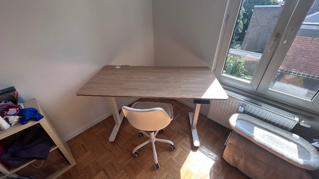 Bureau réglable en hauteur et chaise de bureau, Ophalen, Zit-sta bureau, Elektrisch, Hout
