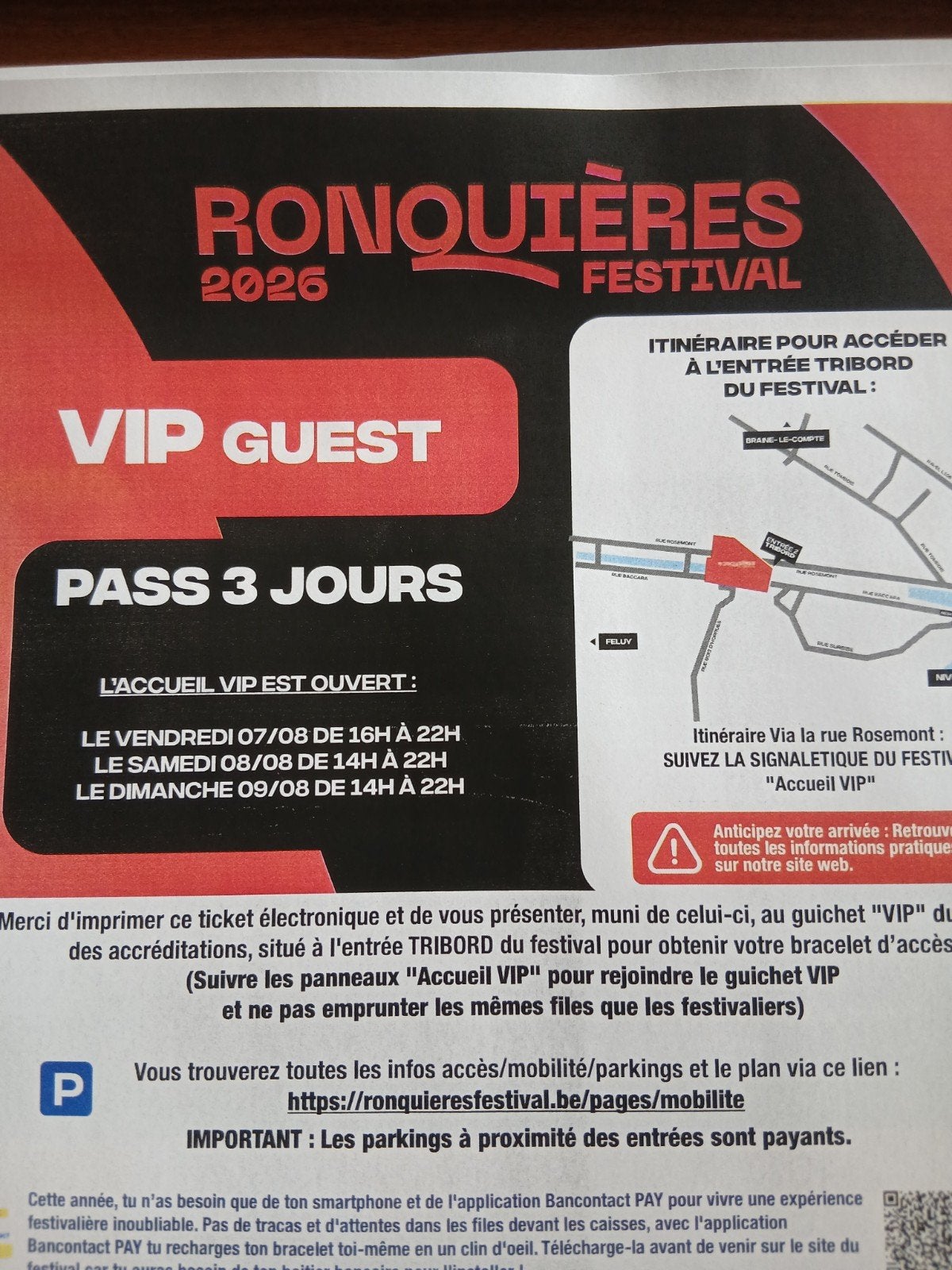 RONQUIERES FESTIVAL, Tickets & Billets