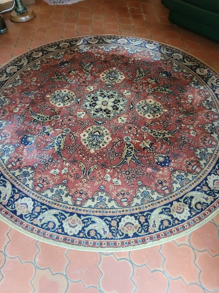 Tapis véritable en laine de 2 mètres et 2 cm, Maison & Meubles, 200 cm ou plus, 200 cm ou plus, Rond, Comme neuf