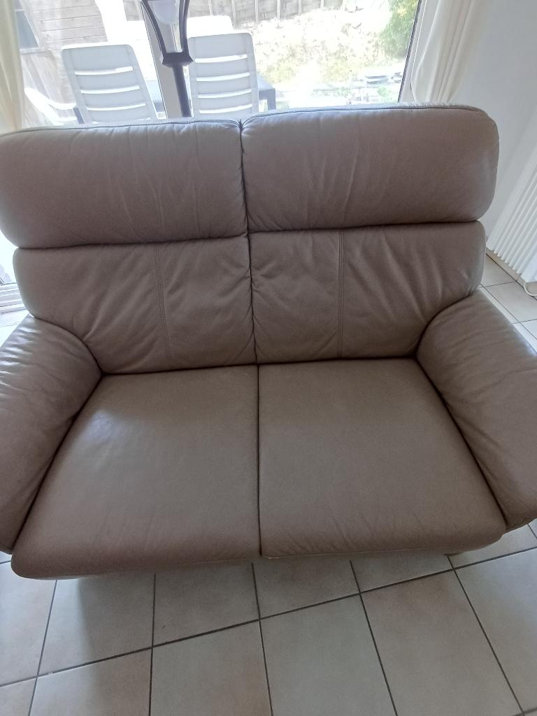 Tweezitzetel  leder toube, Ophalen, Gebruikt, Vintage, Tweepersoons