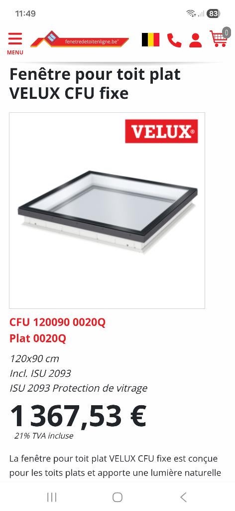 Velux fixe torture plate, Enlèvement, Neuf, Autres couleurs, Autres types