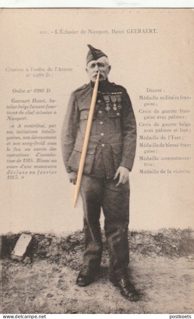 Nieuport, Nieuport, l'Éclusier Henri Geeraert, Enlèvement ou Envoi