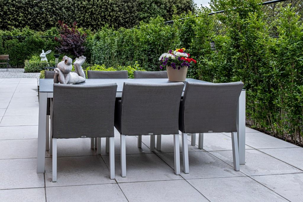 tuinmeubelen, Tuin en Terras, Tuinsets en Loungesets, Gebruikt, Tuinset, Aluminium, 6 zitplaatsen, Eettafel, Stoel, Ophalen
