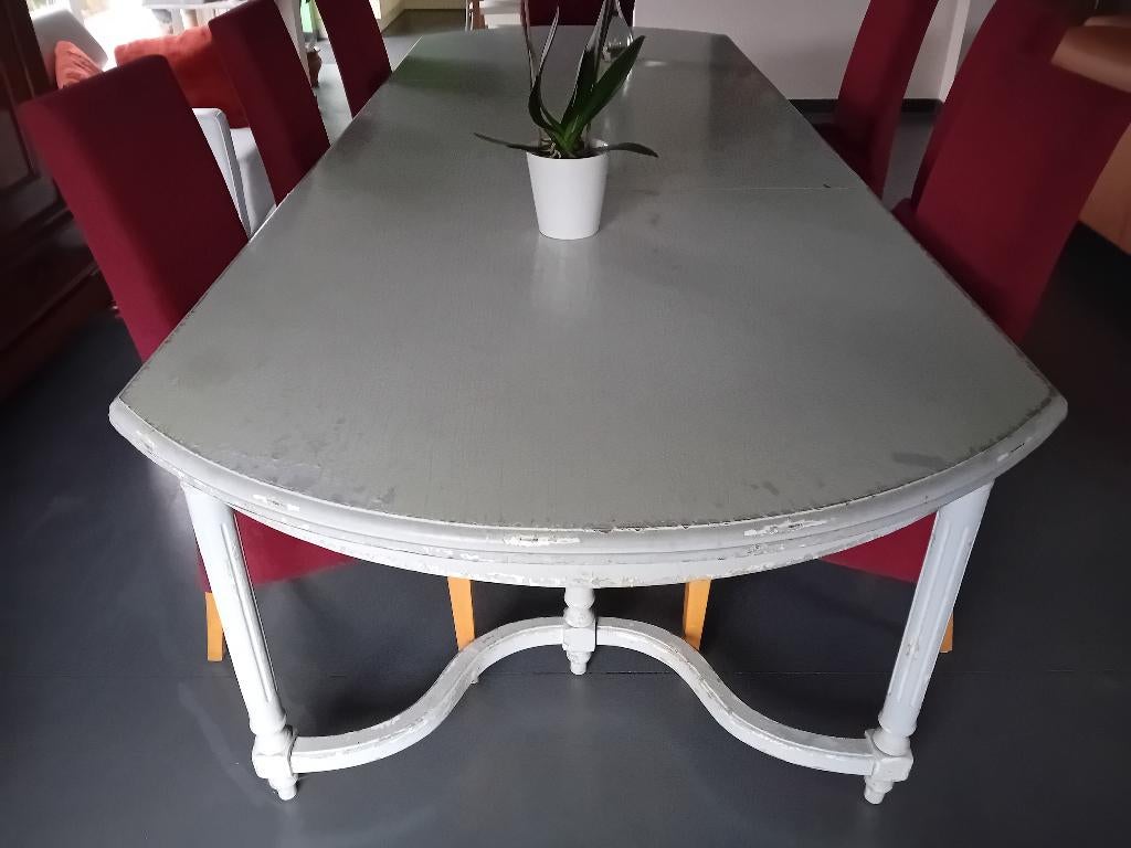 Table ovale en bois vieilli gris 300x109x 80, 100 à 150 cm, Enlèvement, Utilisé, Ovale