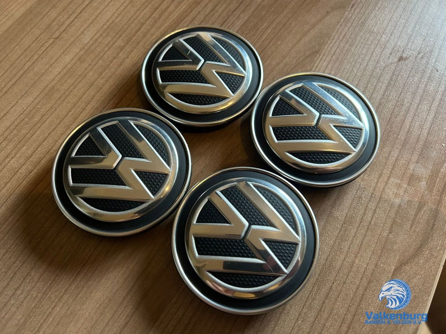 ORIGINELE VW Volkswagen naafkap naafdop set zwart chroom, -, -, Utilisé, -