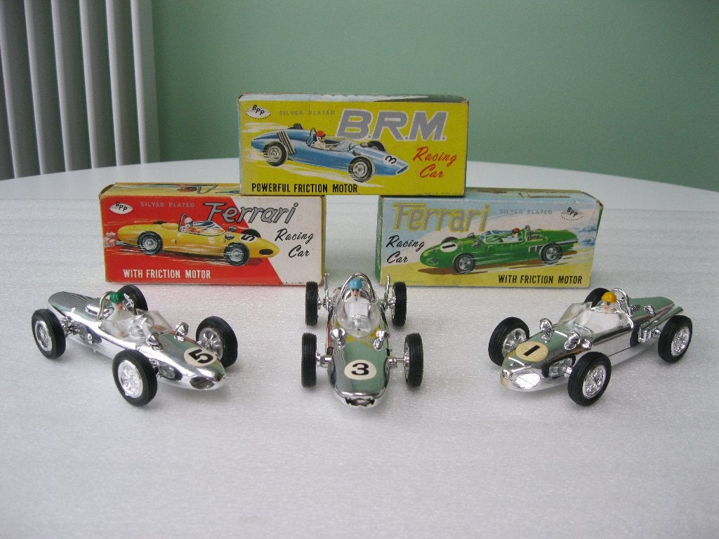 Set van 3 BPP Silver Plated Ferrari/B.R.M. Racing Cars, Hobby en Vrije tijd, Modelauto's | Overige schalen, Gebruikt, Auto, Ophalen of Verzenden