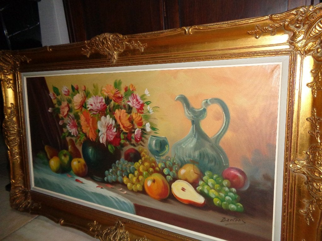 *Très beau grand tableau signé avec un cadre magnifique, Antiquités & Art, Enlèvement