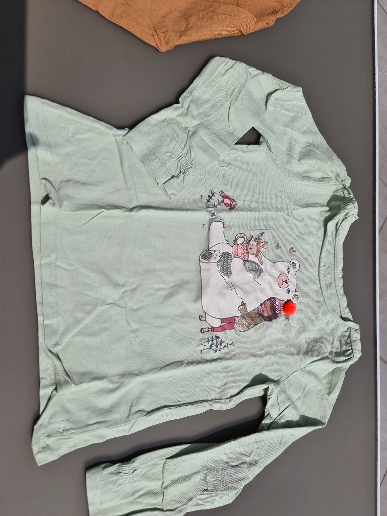 licht groene trui, pull, longsleef witte beer, CA,128, Enlèvement, Comme neuf