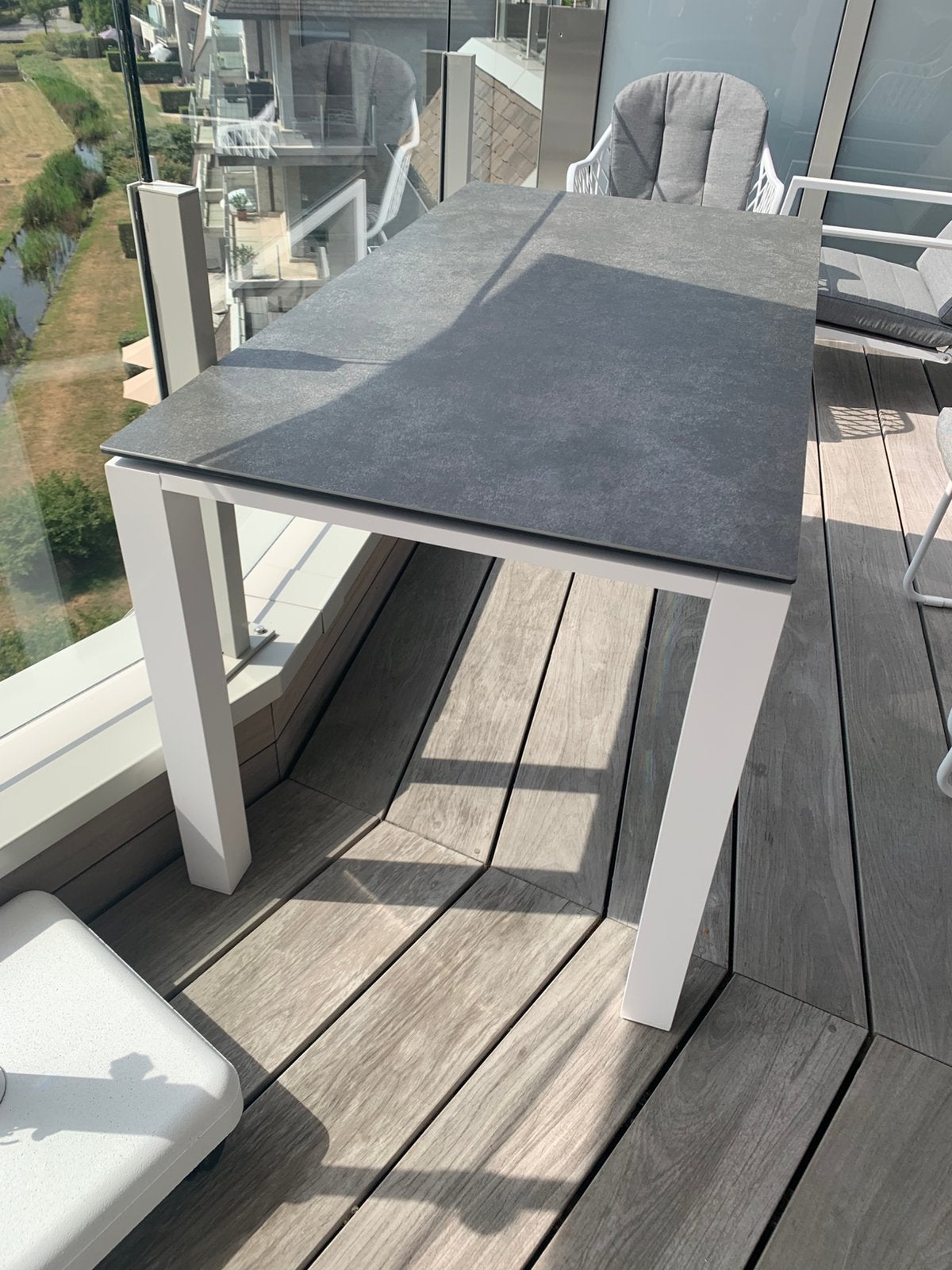 Tuintafel Life, wit, 140x75cm, keramiek betonlook, Tuin en Terras, Tuintafels, Ophalen, Nieuw
