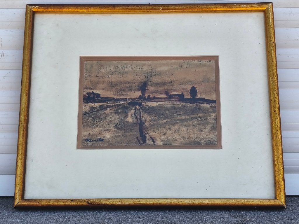 Huile sur papier paysage signe constant permeke, Antiek en Kunst, Kunst | Schilderijen | Klassiek, Ophalen of Verzenden
