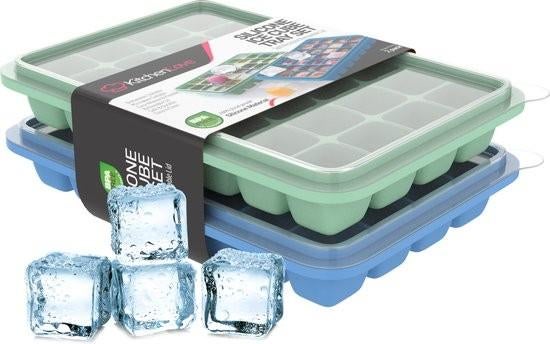 Moule à glaçons en silicone KitchenLove avec couvercle (2 un, Enlèvement ou Envoi, Autres marques, Autres types, Autres matériaux