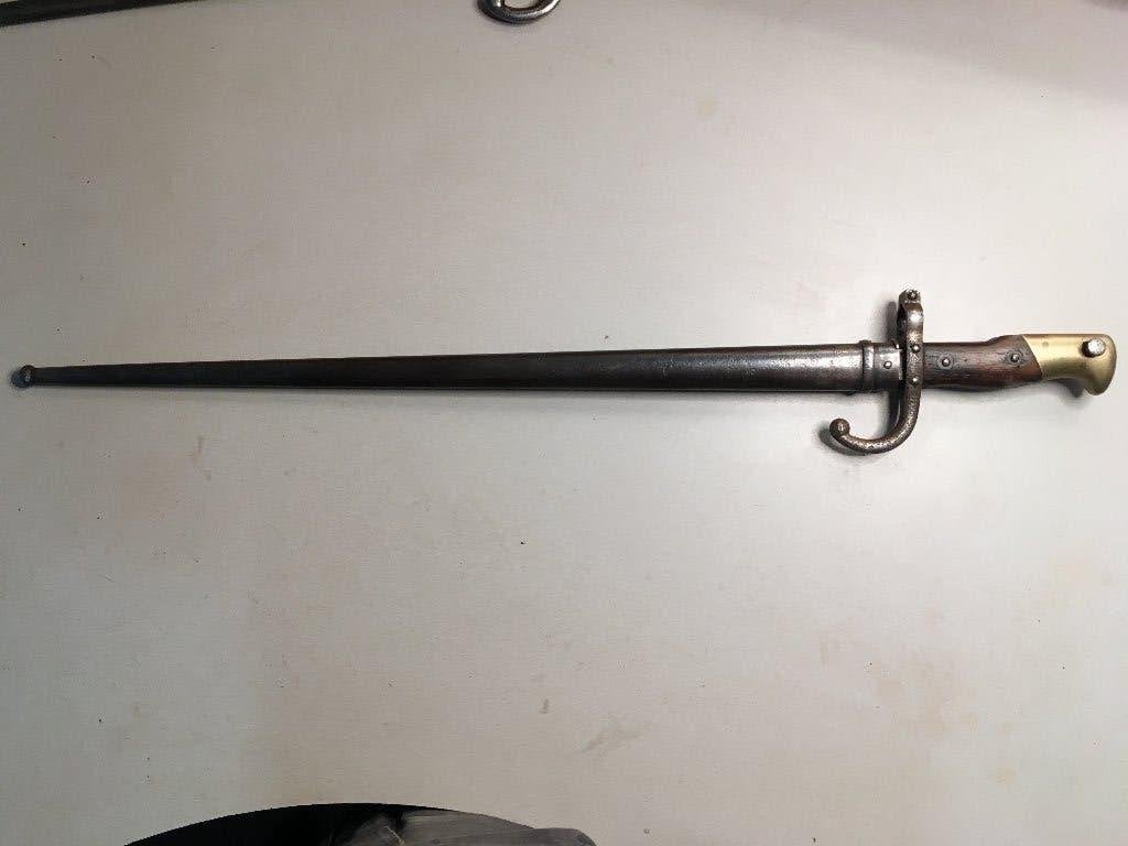 Fusil à baïonnette Gras avec fourreau fabriqué à Paris, Collections, Enlèvement, Armée de terre, Couteau ou Poignard