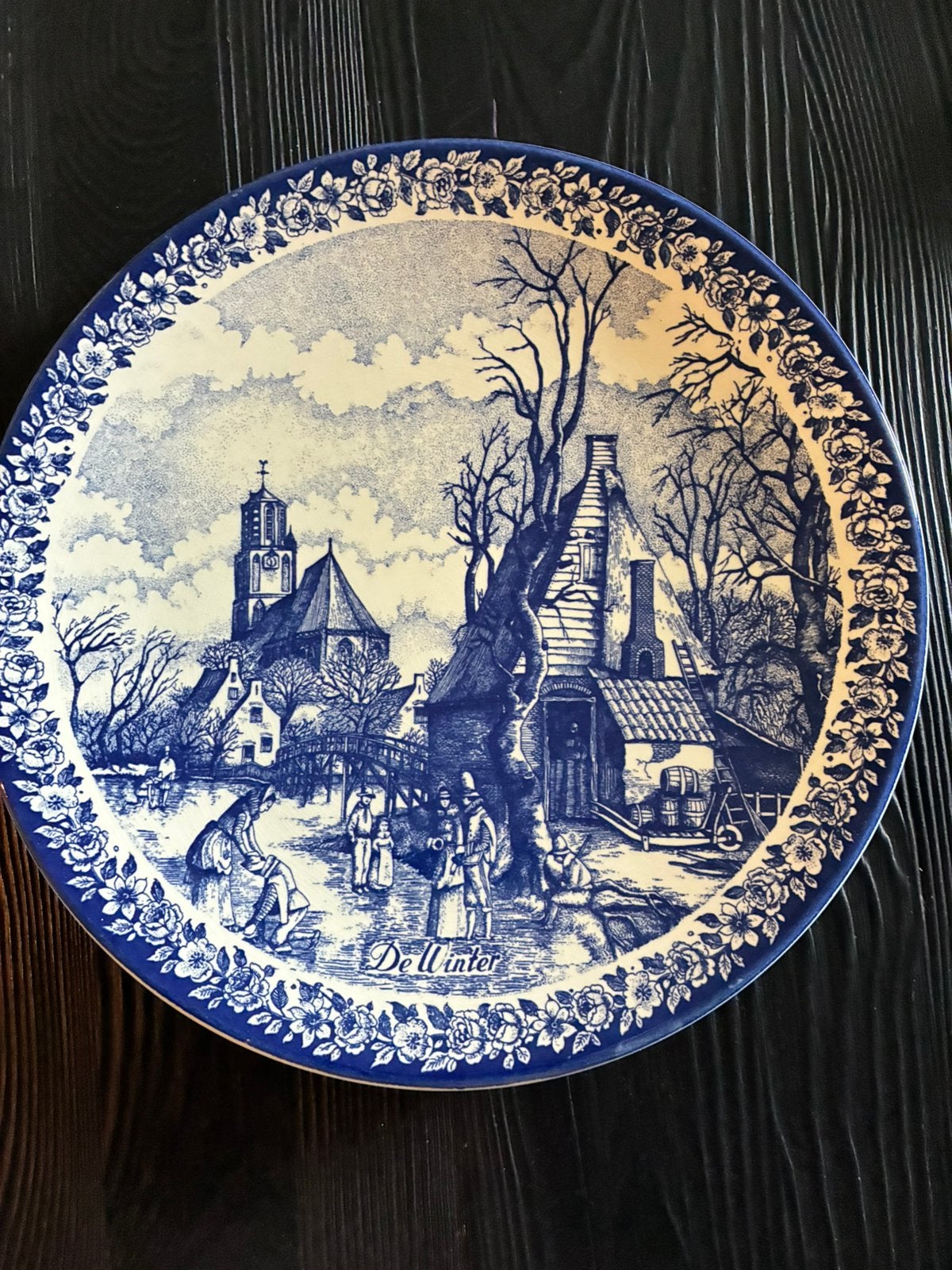 Delfts blauw bord “winter”, Ophalen