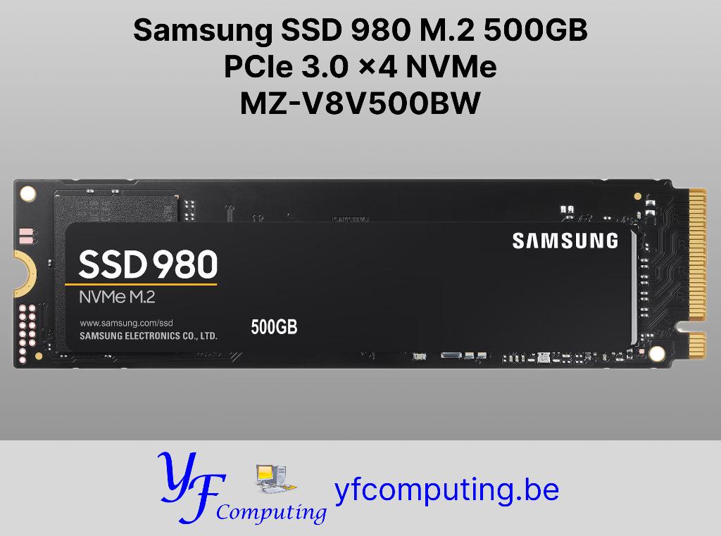 Samsung 980 NVMe SSD 500GB M.2 PCIe 3.0 – Nieuw, Computers en Software, Harde schijven, Intern, SSD, Nieuw, Ophalen of Verzenden