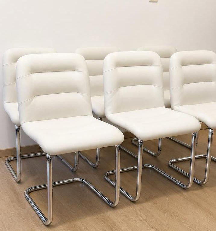 6 Cantilever Stoelen Chroom Onderstel EERST=EERST, Huis en Inrichting, Barkrukken, Ophalen, Zo goed als nieuw