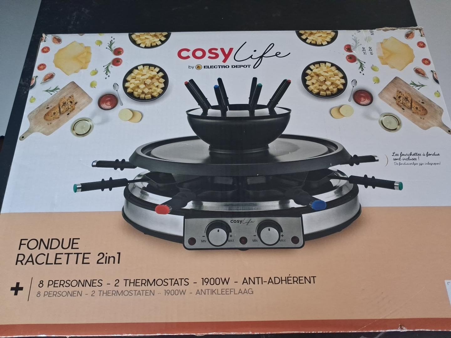 Fondue/Raclette 2 en 1 (Cosy Life), Electroménager, Enlèvement ou Envoi, Utilisé, 8 personnes et plus