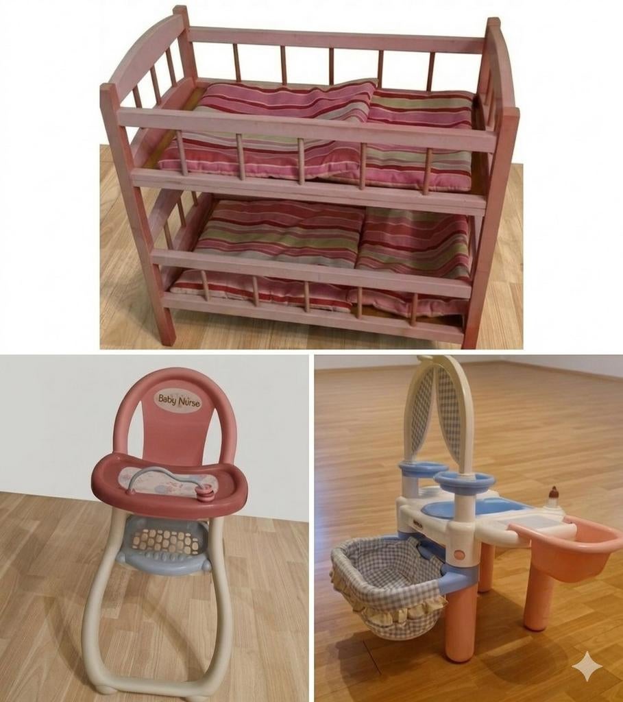 Table de soins pour poupées, chaise de salle à manger et lit, Enlèvement
