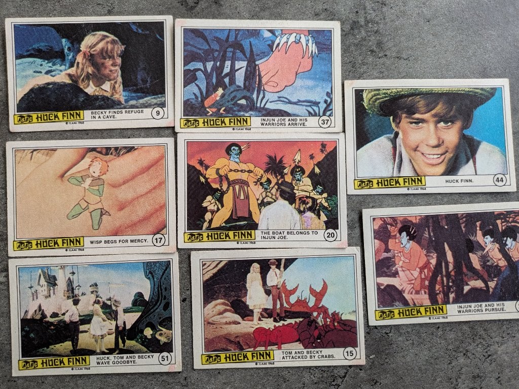 Monty HUCK FINN  plaatjes 8x  cards prenten, Hobby en Vrije tijd, Ophalen of Verzenden, Zo goed als nieuw