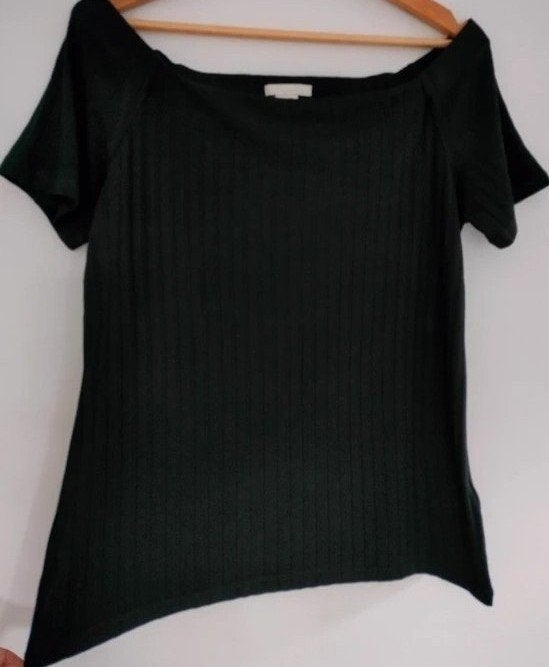 Mooie off-shoulder top Large, ribbelstof H&M, Kleding | Dames, Maat 38/40 (M), H&M, Zwart, Ophalen of Verzenden