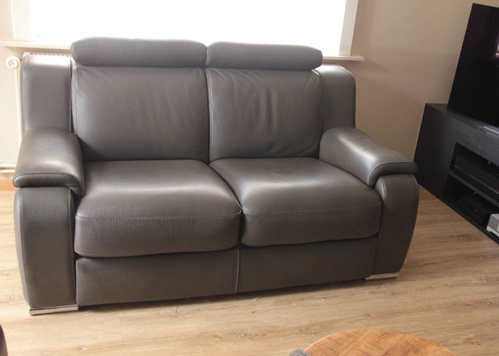 Stijlvolle lederen salon - tweezit - LAS - Italiaans design, Ophalen, Comfort, Tweepersoons, Zo goed als nieuw