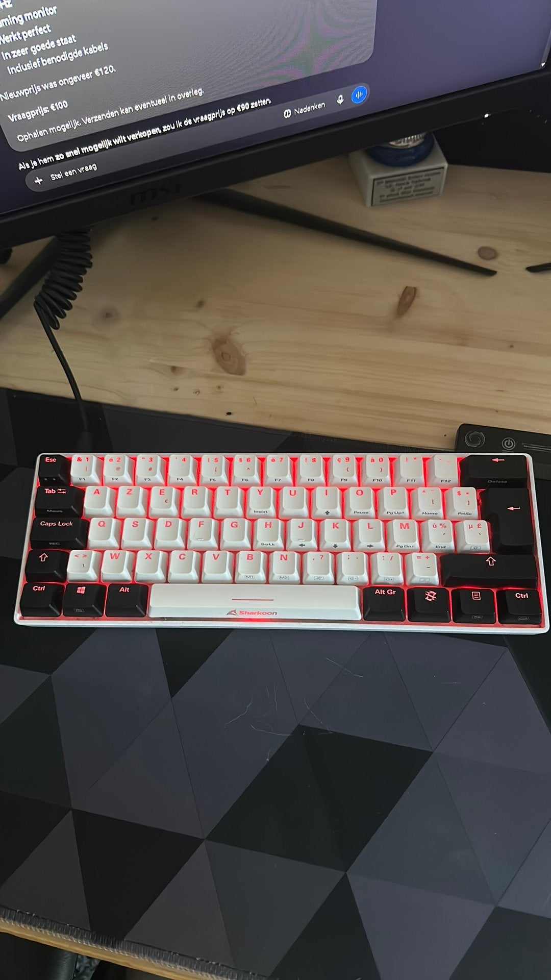 Sharkoon SGK50 S4 wh Kailh Red BE, Enlèvement, Comme neuf, Clavier gamer