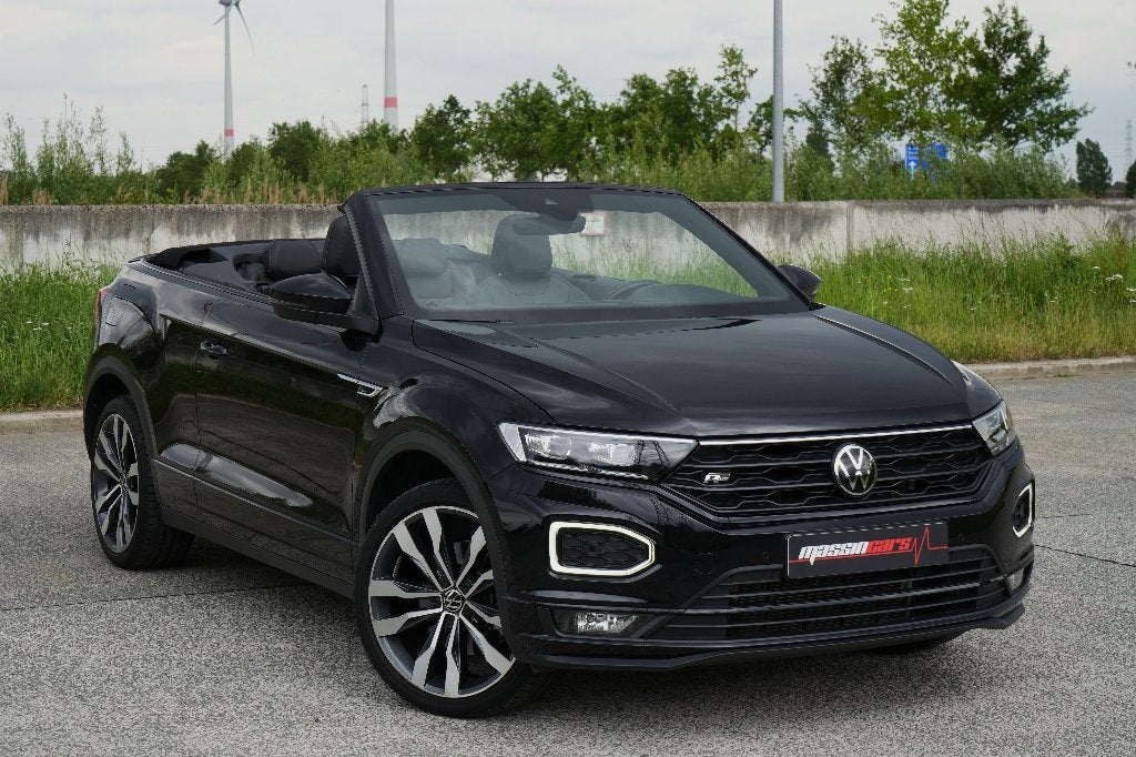 Prachtige VW T-ROC R-Line Cabriolet slechts 22000 km!, Auto's, Volkswagen, Cabriolet, Zwart, Leder, Bedrijf
