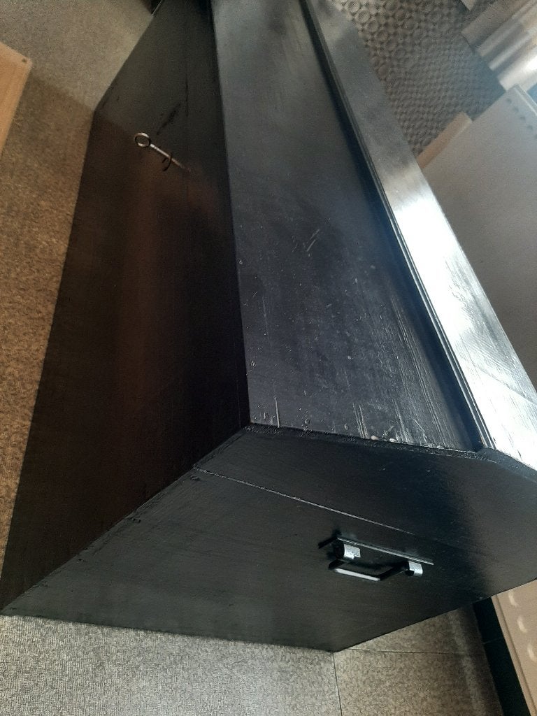 Zwarte vintage opbergkist 1m20, Huis en Inrichting, Woonaccessoires | Kisten, Ophalen, 100 tot 150 cm, 50 tot 75 cm, Zo goed als nieuw