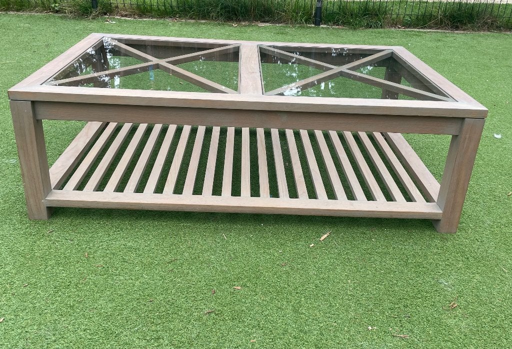 Prachtige teaken salontafel, Maison & Meubles, Teck, 100 à 150 cm, Comme neuf, Enlèvement