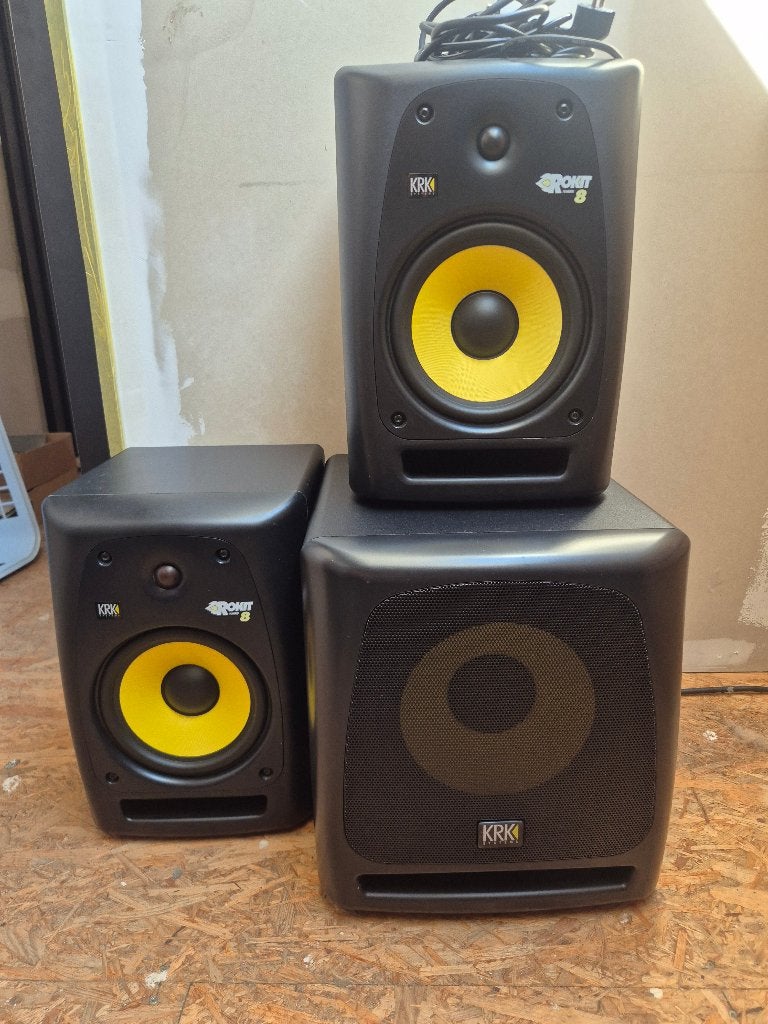KRK Rokit 8 G2 Studio Monitors + KRK 10s Subwoofer, Studiomonitor, Zo goed als nieuw, KRK, Ophalen