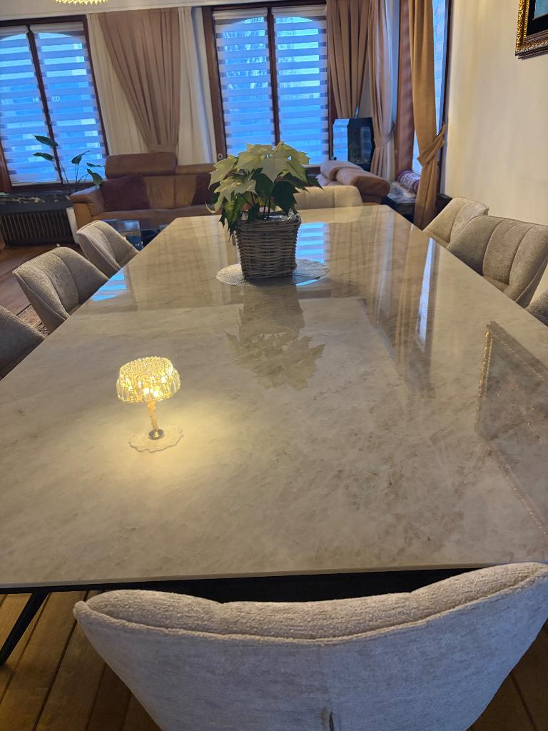 Luxe Italiaanse granieten eettafel –  nieuw, Ophalen, Overige materialen, 150 tot 200 cm, Vierkant