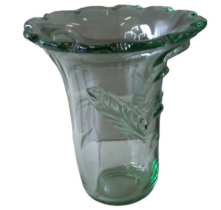 grote groene glazen vaas., Ophalen