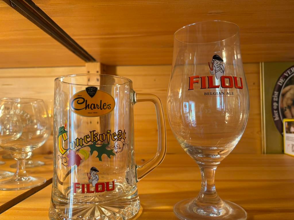 Filou bierglazen Conckofest Chez Charles, Collections, Marques de bière, Enlèvement, Comme neuf, Verre ou Verres, Autres marques