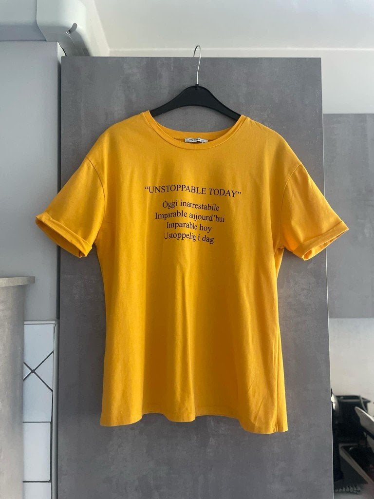 ZARA S geel t-shirt, Geel, Ophalen of Verzenden, Zo goed als nieuw, Korte mouw
