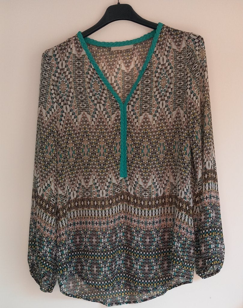 Blouse bohème à imprimé mosaïque Jad Paris — Neuf— T1 (S/36), Vêtements | Femmes, Neuf, Enlèvement ou Envoi, Taille 36 (S), JAD