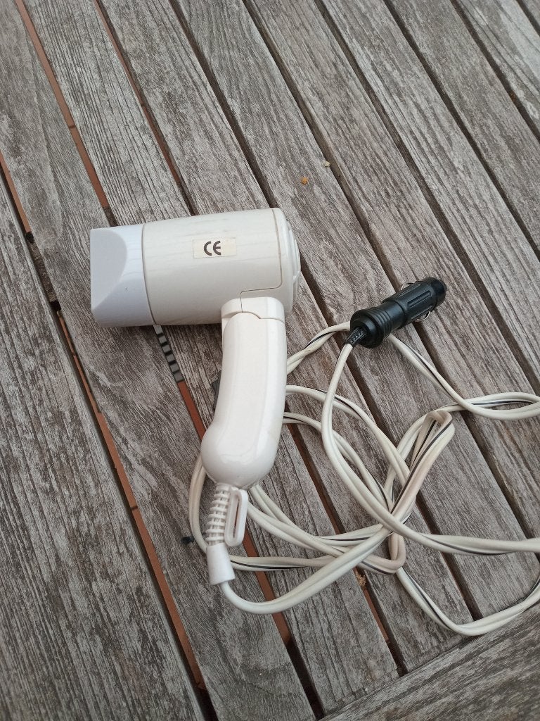 haardroger op 12v autobatterij, Ophalen, Haardroger