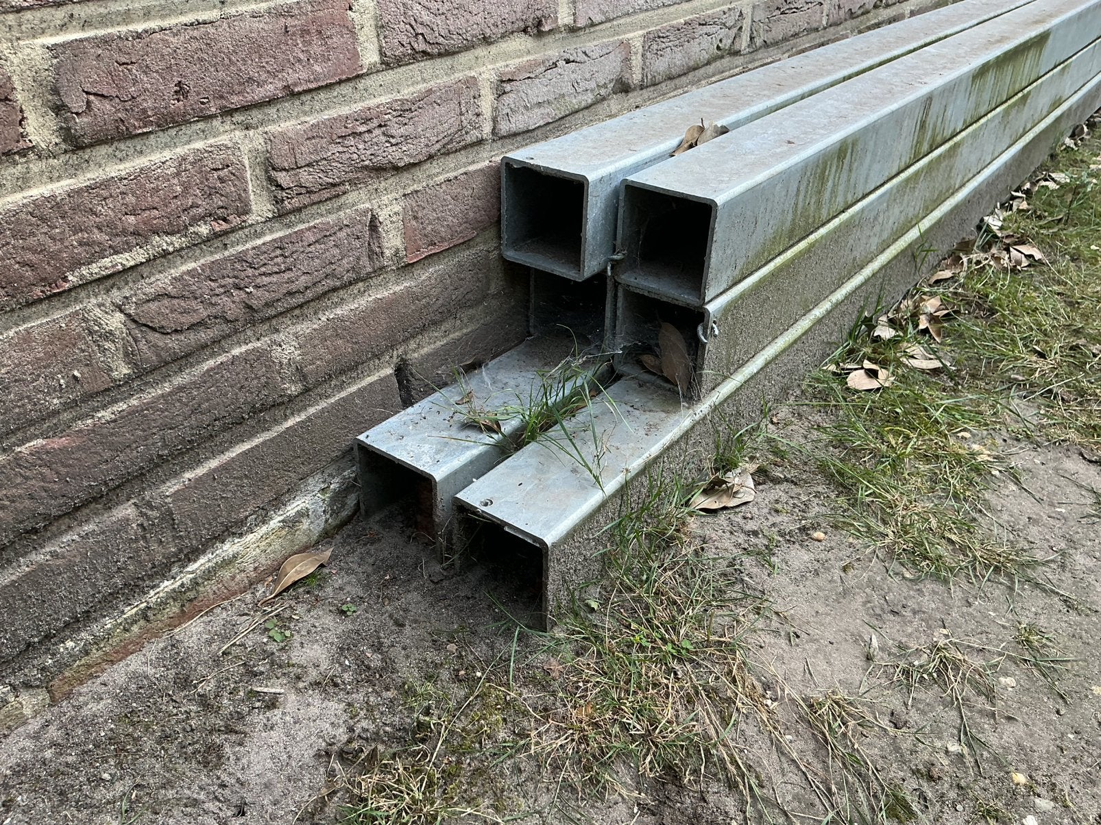 Verzinkte vierkante paal 80x80x4 / 3500 mm, Doe-het-zelf en Bouw, Metalen, Ophalen, Zo goed als nieuw, IJzer