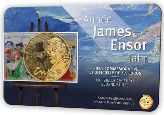 2,5 euros Belgique 2024 James Ensor en coincard française, Timbres & Monnaies, Enlèvement ou Envoi, Belgique, 5 euros