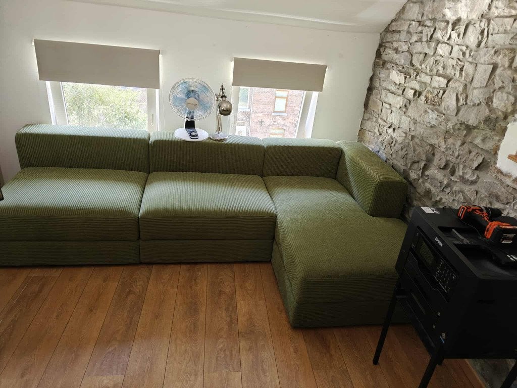 Grand canapé d'angle modulable IKEA JÄTTEBO – Vert Samsala, Maison & Meubles, Enlèvement, Comme neuf, Bois, Contemporain et modulaire