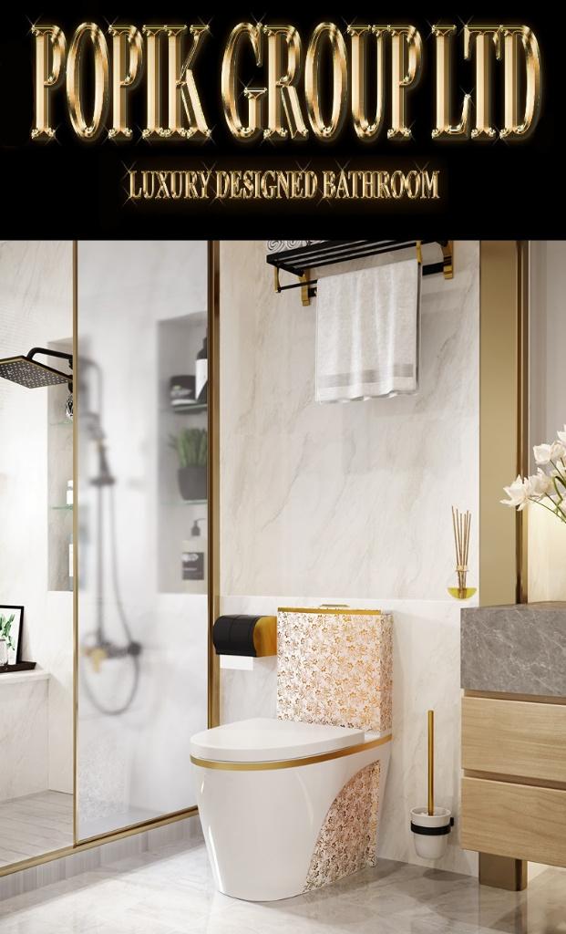 Toilette Design Luxe avec Finition Or | Idéal Airbnb, Enlèvement ou Envoi, Neuf, Verre, Toilettes