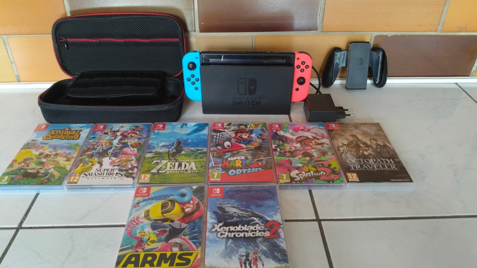 Nintendo Switch V1 (Origin 2017) + accessoires, Games en Spelcomputers, Spelcomputers | Nintendo Switch, Ophalen, Gebruikt, Met 1 controller
