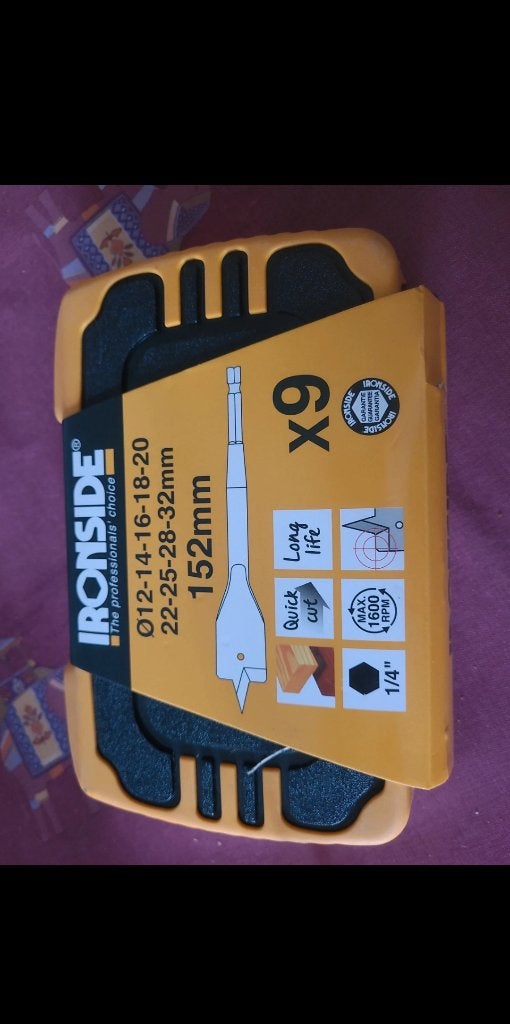 Coffret 9 mèches plates à bois 152mm - Neuf cellophane 27€, Bricolage & Construction, Enlèvement ou Envoi, Neuf, Jeu d'embouts